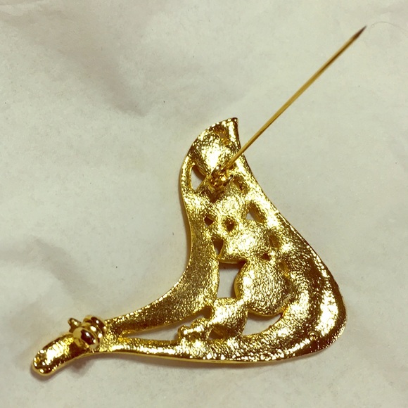 Gold tone enamel vintage partridge pin jewel tone glam retro art deco bird pin - Picture 11 of 16